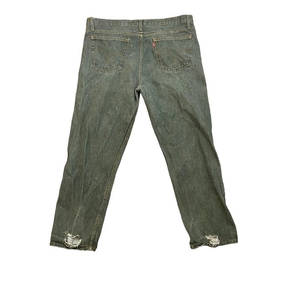 VTG LEVI'S 501 Button Fly Straight Leg Dark Green Denim 42 x 30 MADE IN THE USA‎ - Picture 9 of 15